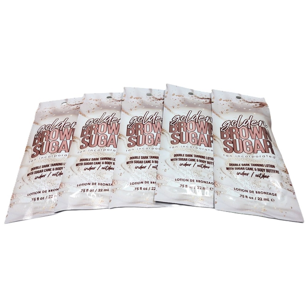 Tan Inc Golden Brown Sugar Double Dark Tanning Lotion 5 Packets 0.75oz Indoor